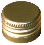 Aluminiumskuekapsel med gevind, pp28 - 18 mm høje, guldfarvet, 100 stk